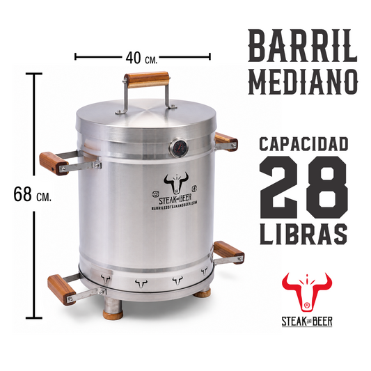 Barril Asador Mediano 28 LBS - Steak and Beer