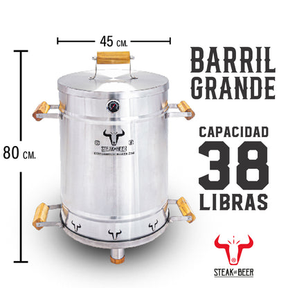 Barril Asador 3 EN 1 ASADOR, AHUMADOR Y HORNO
