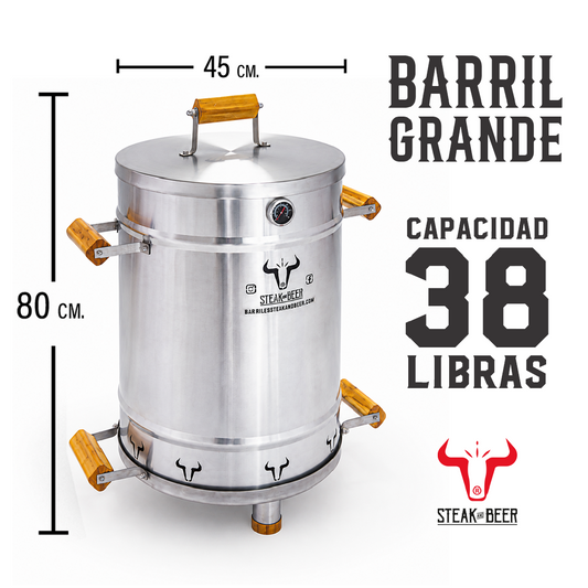 Barril Asador Grande 38 lbs- Steak and Beer